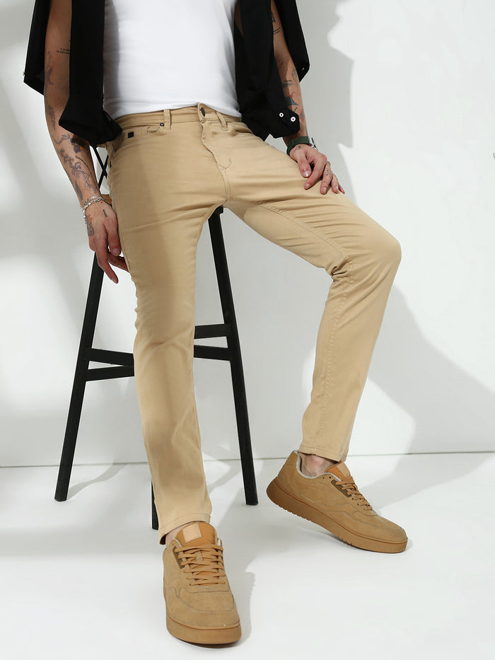 Khakhi  Slim  Fit Cross Pocket  Satin  Pants