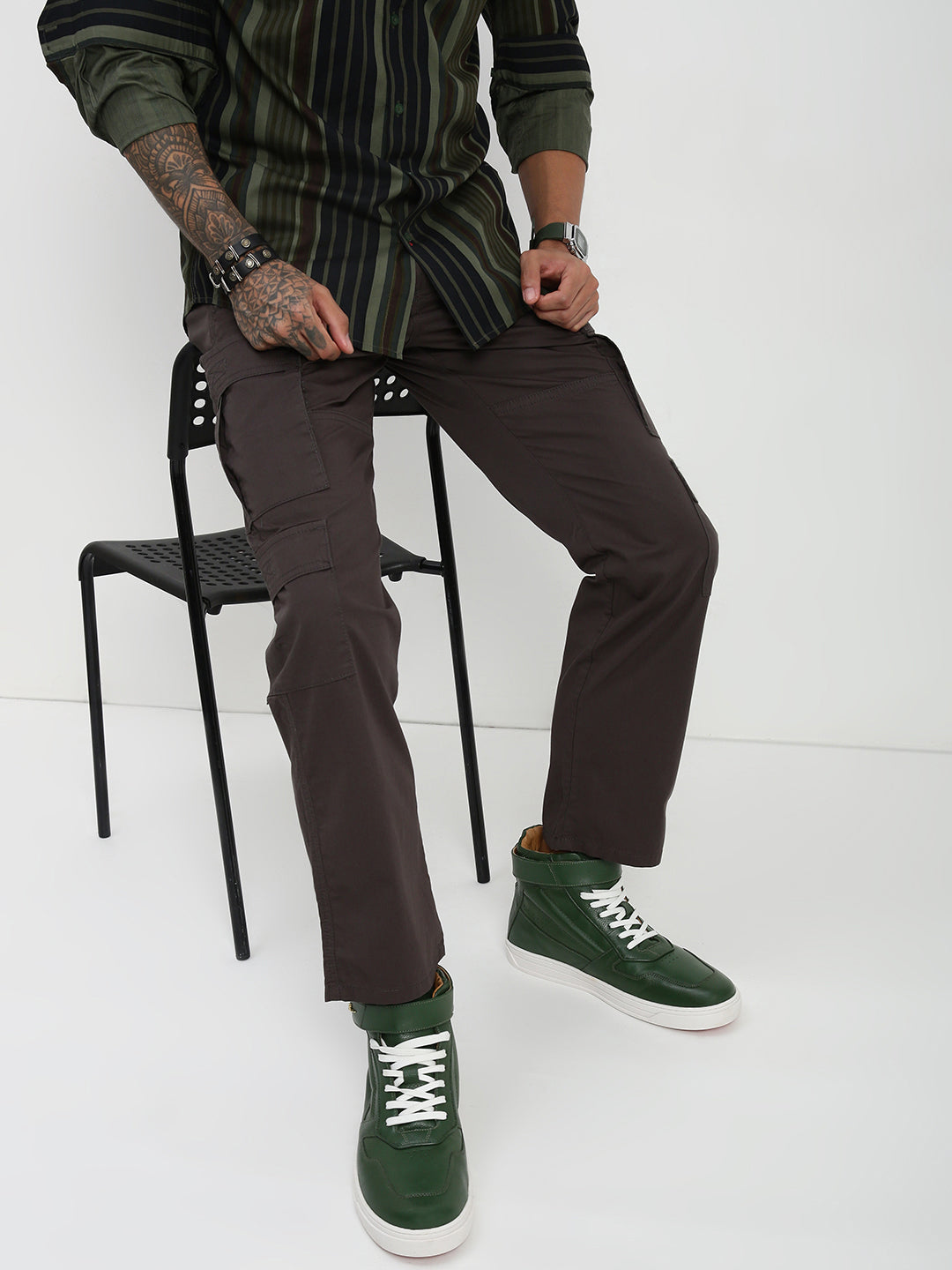 Dark Gray 9 Pocket Regular Fit Cargo Paint