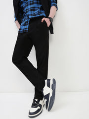 Black Relax Fit Cross Pocket Cotton Linen  Pants