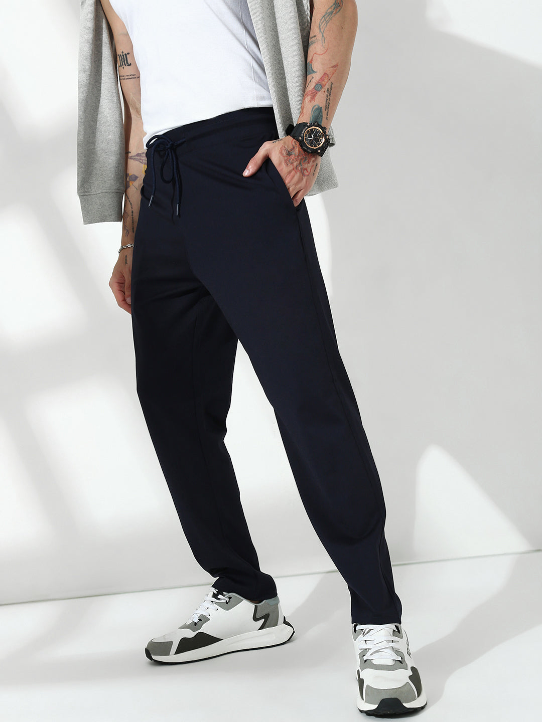 Navy Blue Cross Pocket Regular Fit Lower