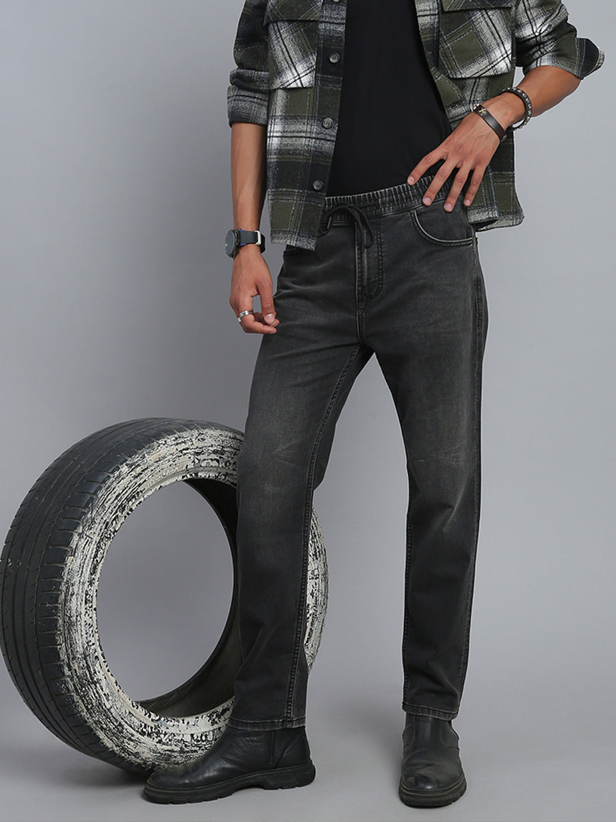Charcoal Black Relax Fit Stretchable Jeans