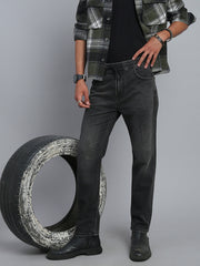 Charcoal Black Relax Fit Stretchable Jeans