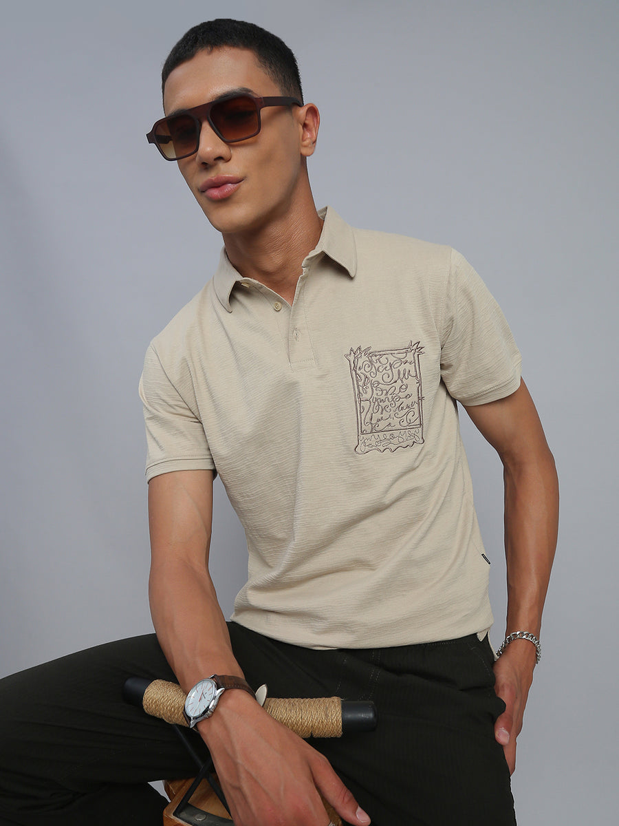 Cream Polo Cotton T-Shirt