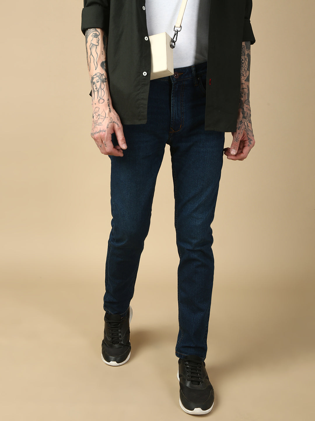 Vintage Dark Blue Slim Fit Stretchable Jeans