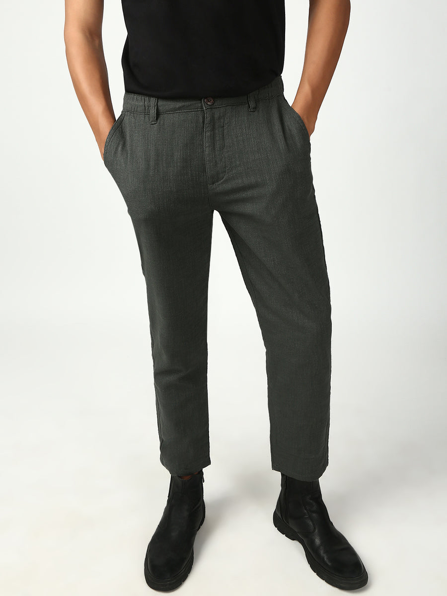 Olive Green Slim Fit Cross Pocket
