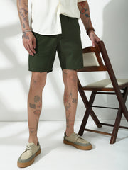 Olive Relax Fit Chinos Shorts