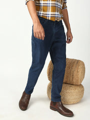 Prussian Blue Corduray Baggt Fit Stretchable Jeans