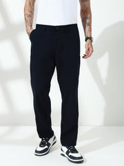 Navy Straight Fit Cotton Cross Pocket Pant