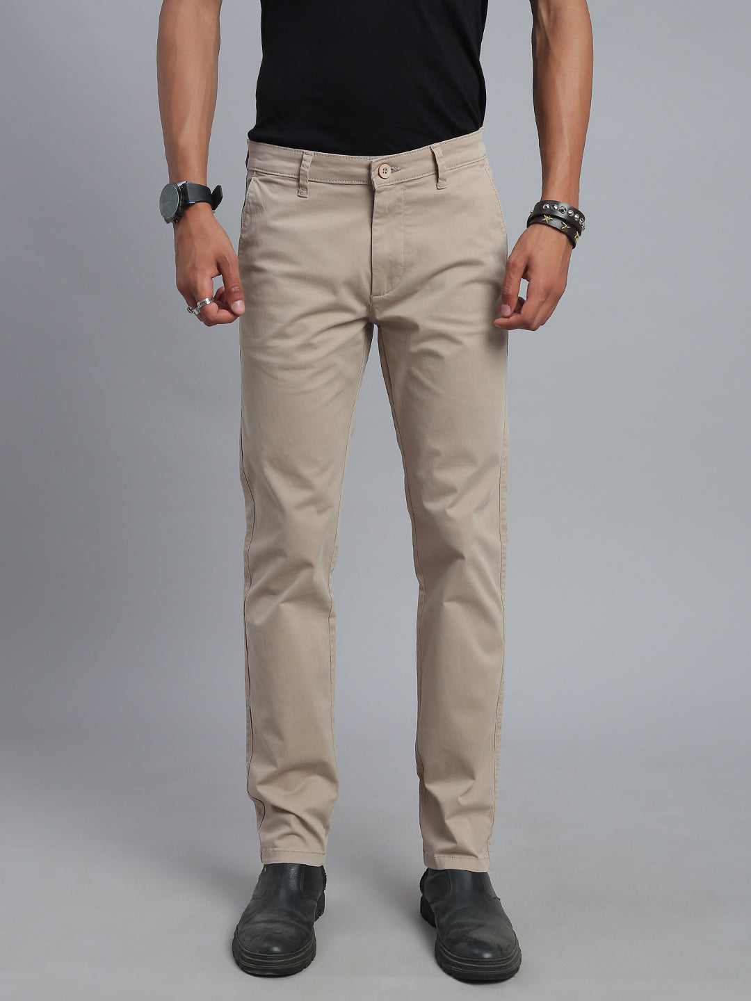 Beige Comfort Slim Fit Chinos Paint