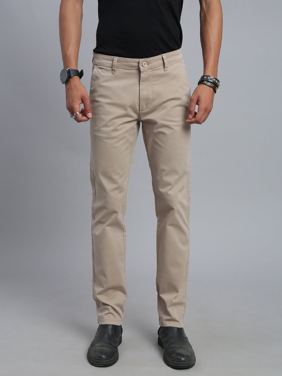 Beige Comfort Slim Fit Chinos Paint