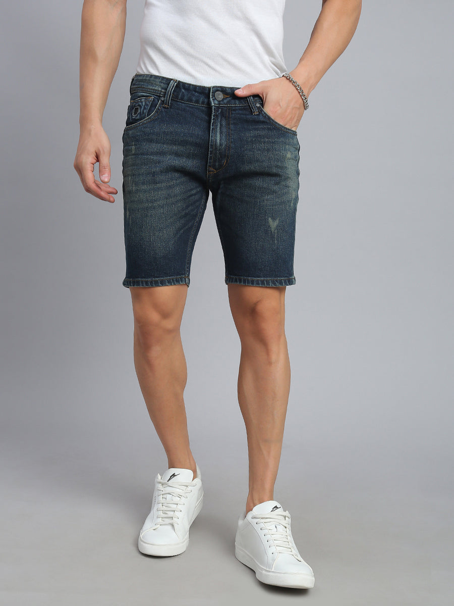 Dark Blue Vintage Slim Fit Shorts