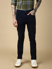 Navy Blue Raw Wash Skinny Fit Stretchable Jeans