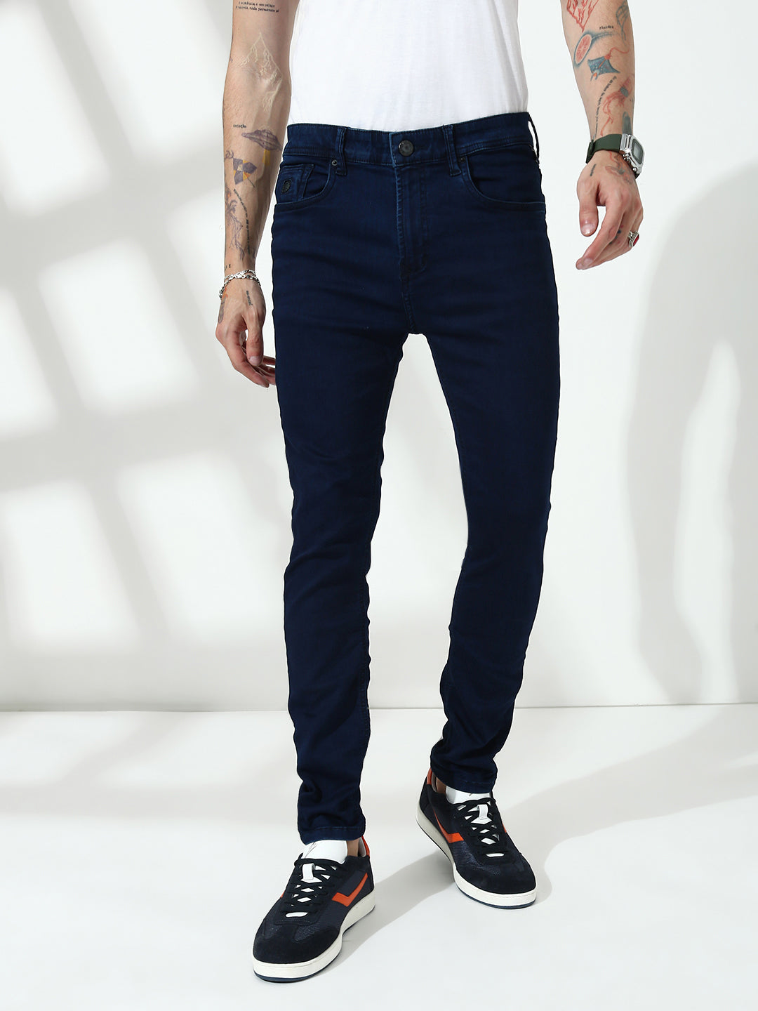 Navy Blue Raw Wash Skinny Fit Jeans