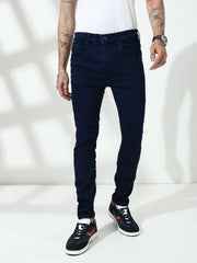 Navy Blue Raw Wash Skinny Fit Jeans