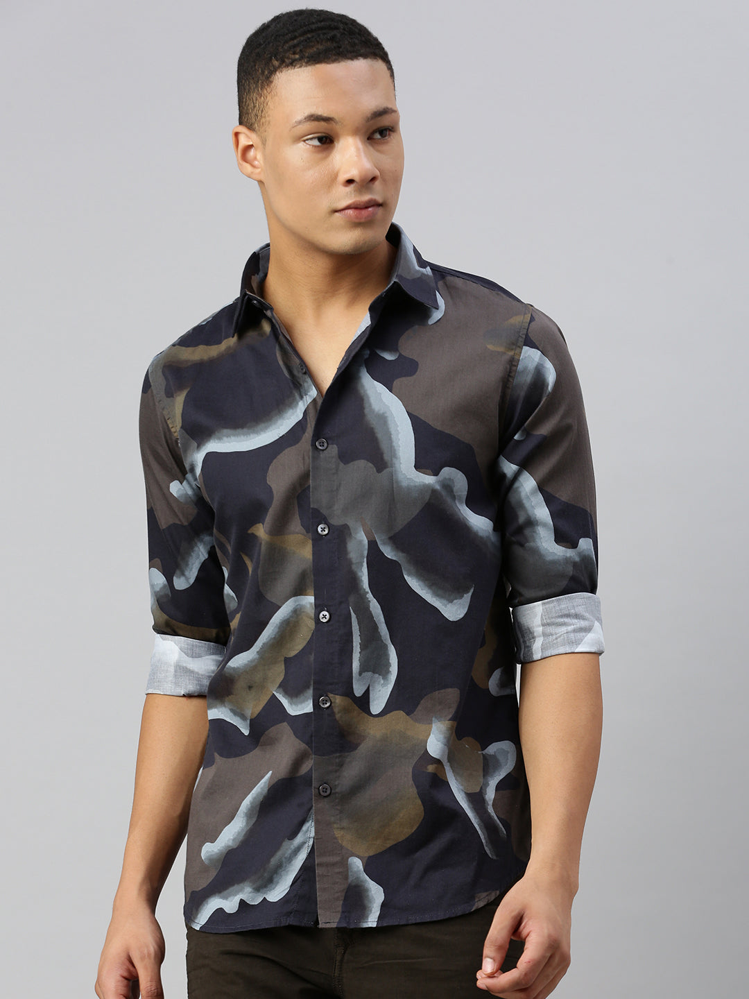 Satin Print Shirt Without Pocket