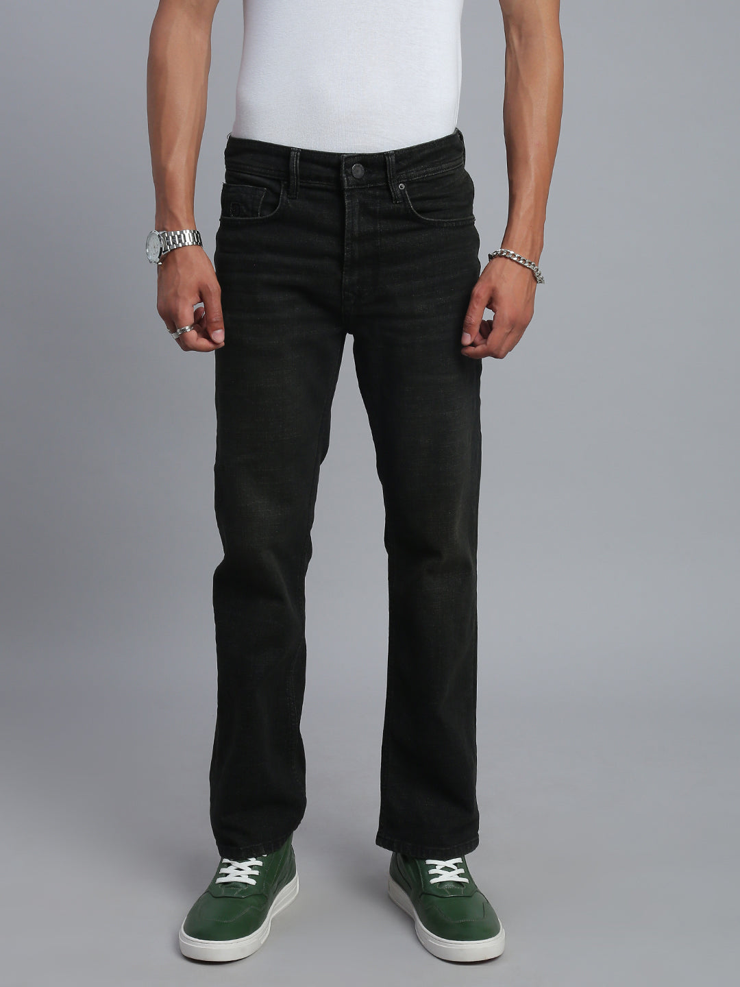 Black Vintage Boot Cut Fit Stretchable Jeans
