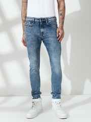 Light Blue  Poly Stretch Trapped Fit Jeans