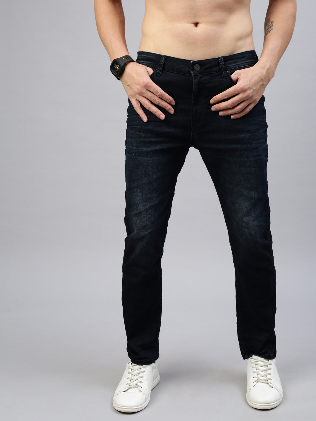 Dark Vintage Blue Straight Stretchable Jeans
