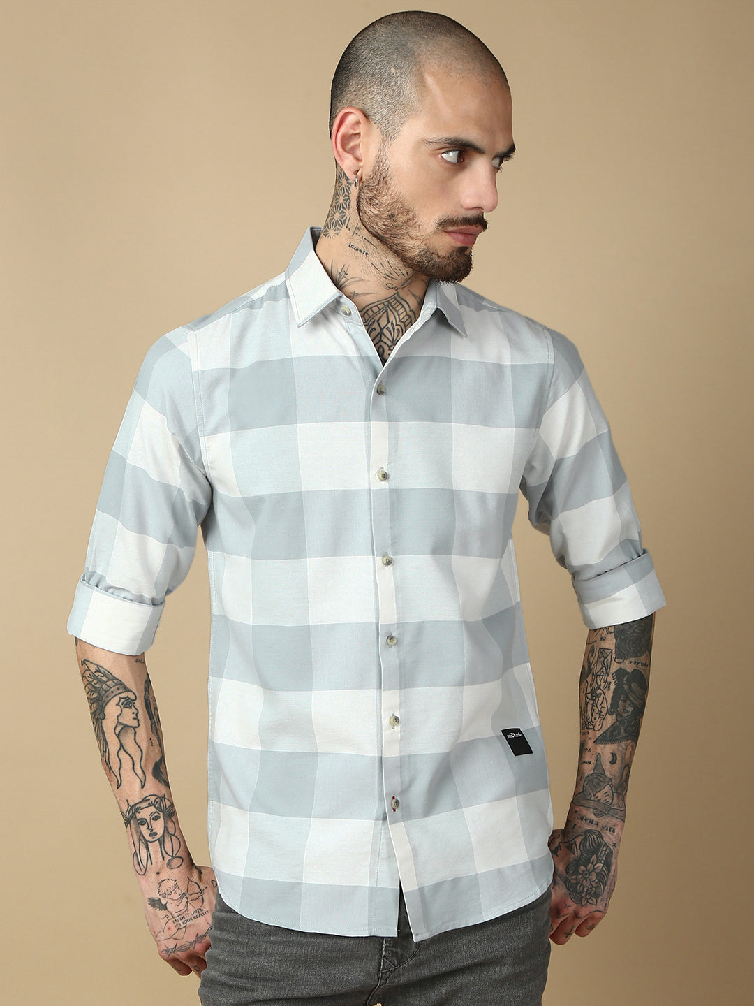 Checks Full Sleeve Slim Shirt Without Pocket