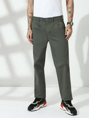 Front Pleated Dark Grey Slim Fit Pant