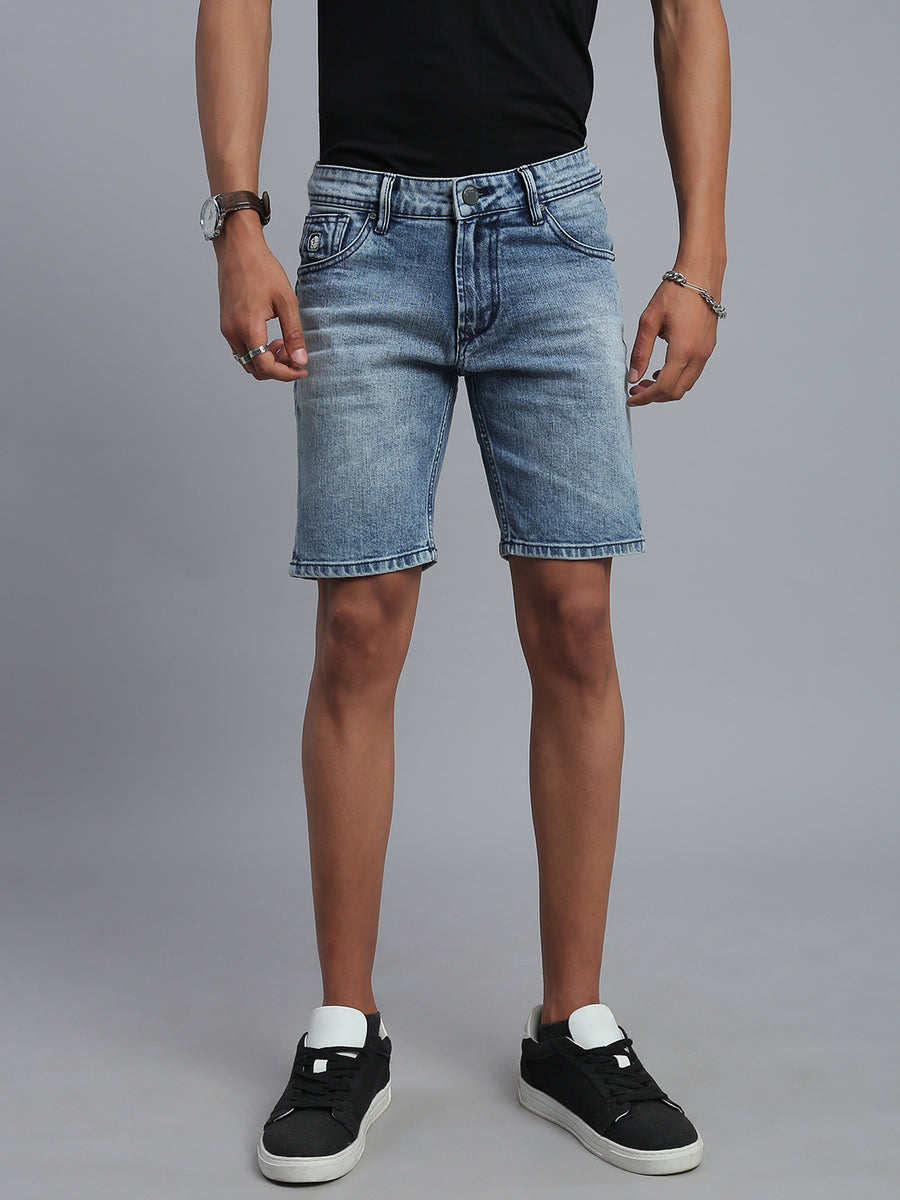 Light Blue Slim Fit Shorts