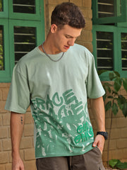 Printed Round Neck Oversize Half Sleeve T-Shirt