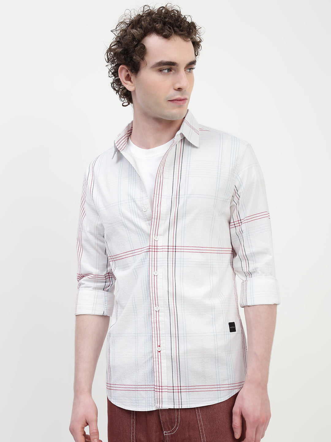Checks Full Sleeve Slim Fit Shirt Without Pocket