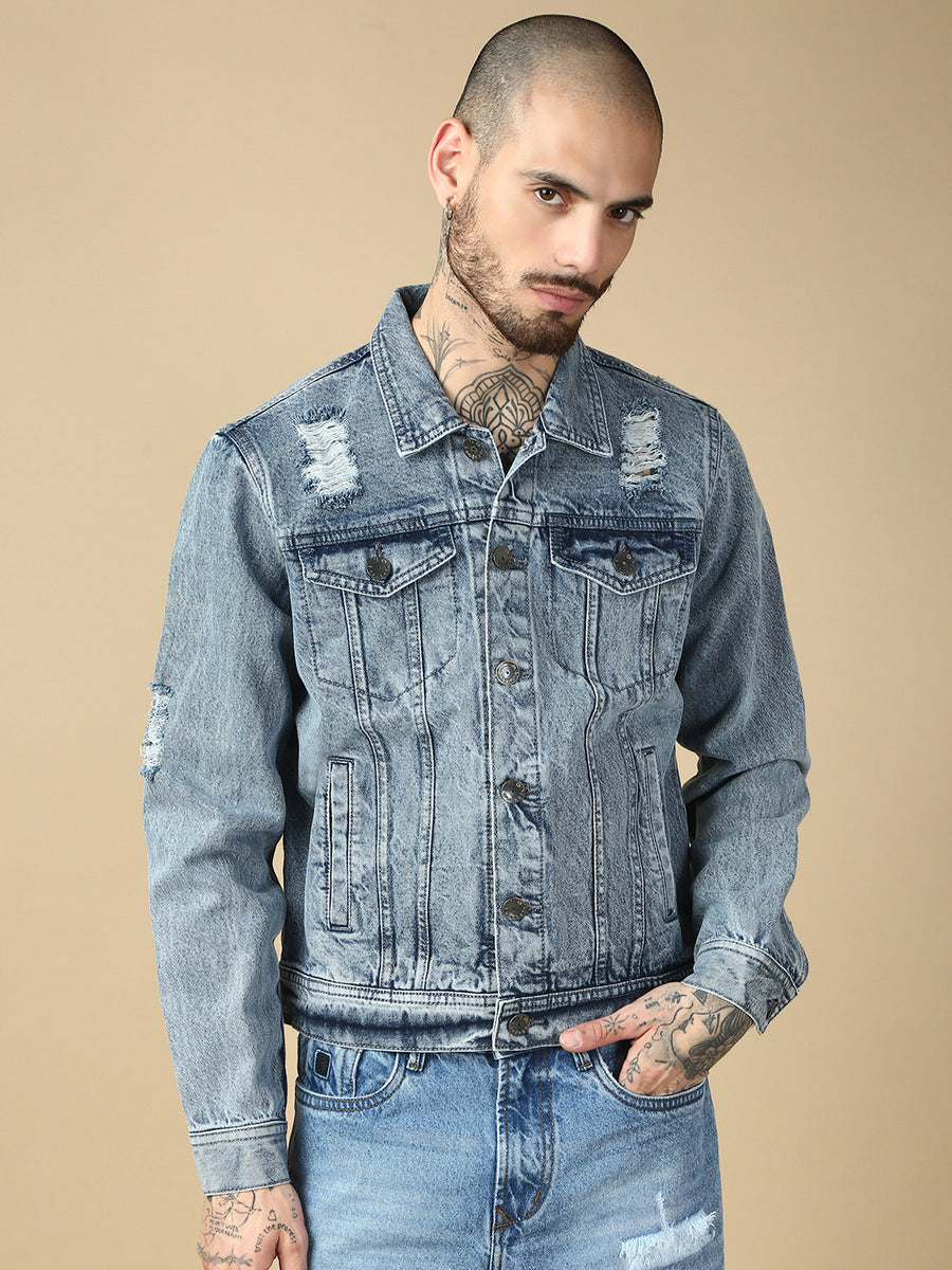 Light Blue Slim Fit Denim Jacket