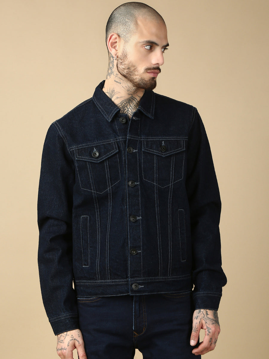 Dark Blue Slim Fit Denim Jacket