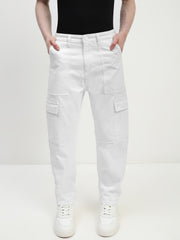 White Front Patch Pocket Loos Fit Cargo Paint