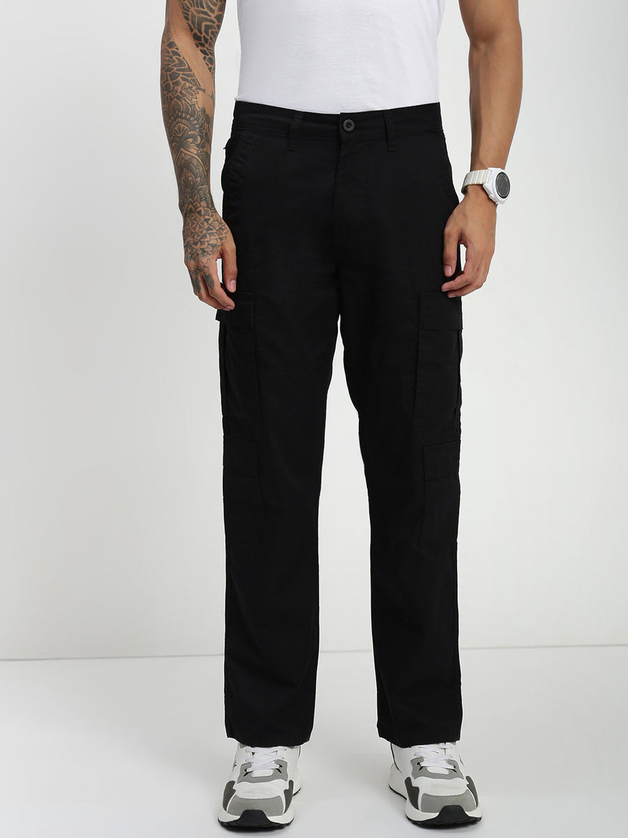 Black 9 Pocket Regular Fit Cargo Paint