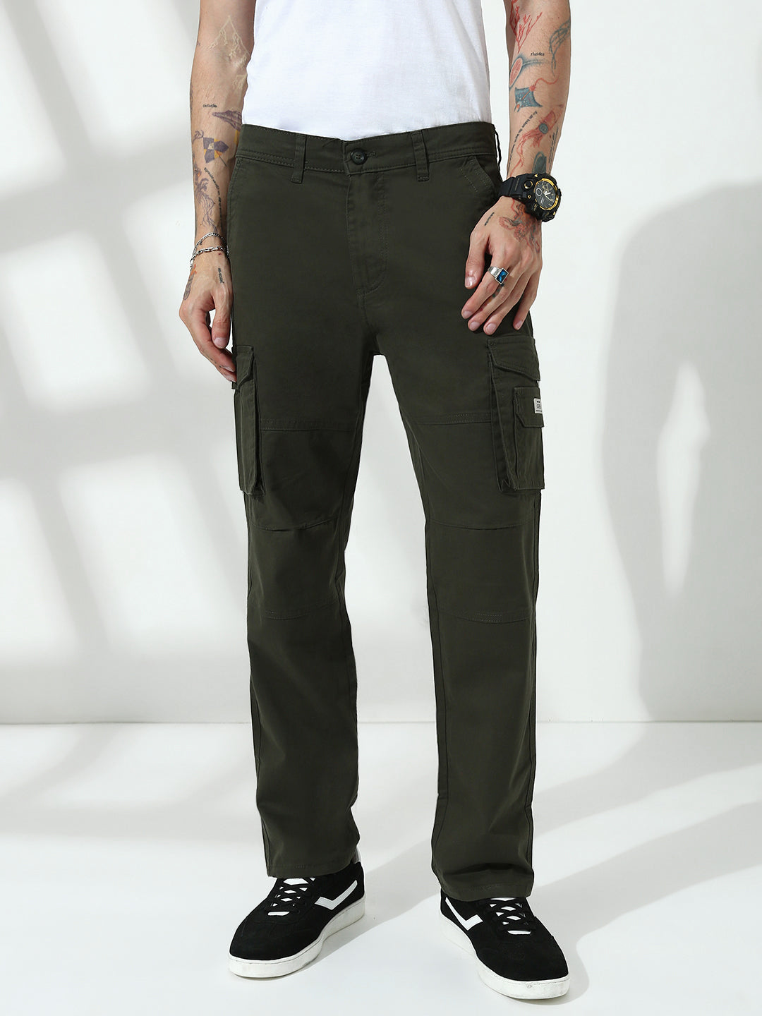 Drak Olive 7Pocket Regular Fit Cargo Paint