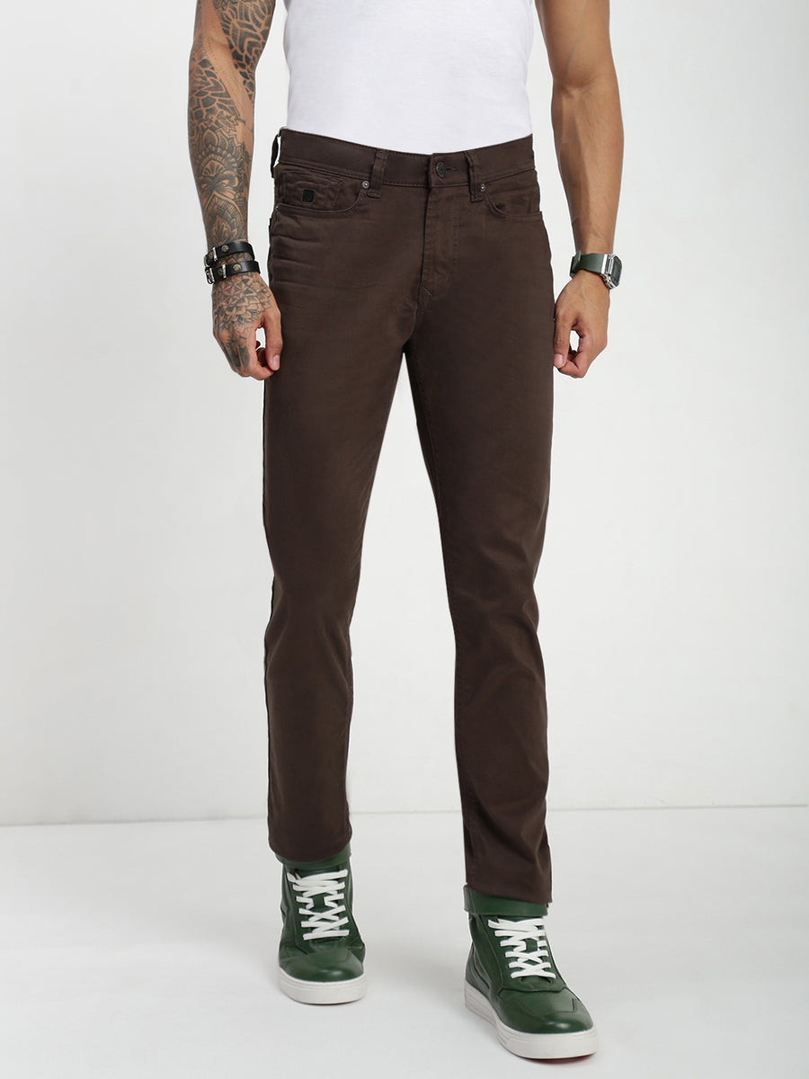 Dark Gray Slim Fit Satin Cotton Pants