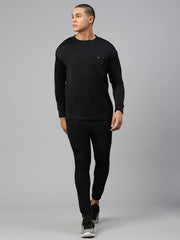 Black Cotton Polyster Looper Men's Lower