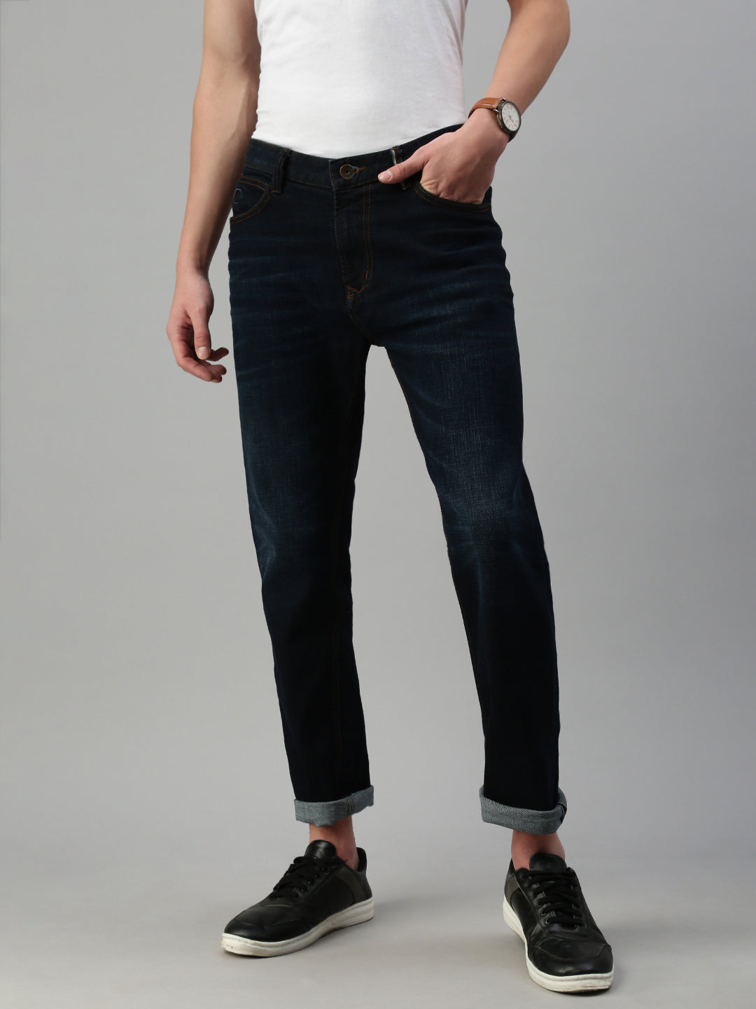 Dark Vintage Blue Slim Straight Fit Stretchable Jeans