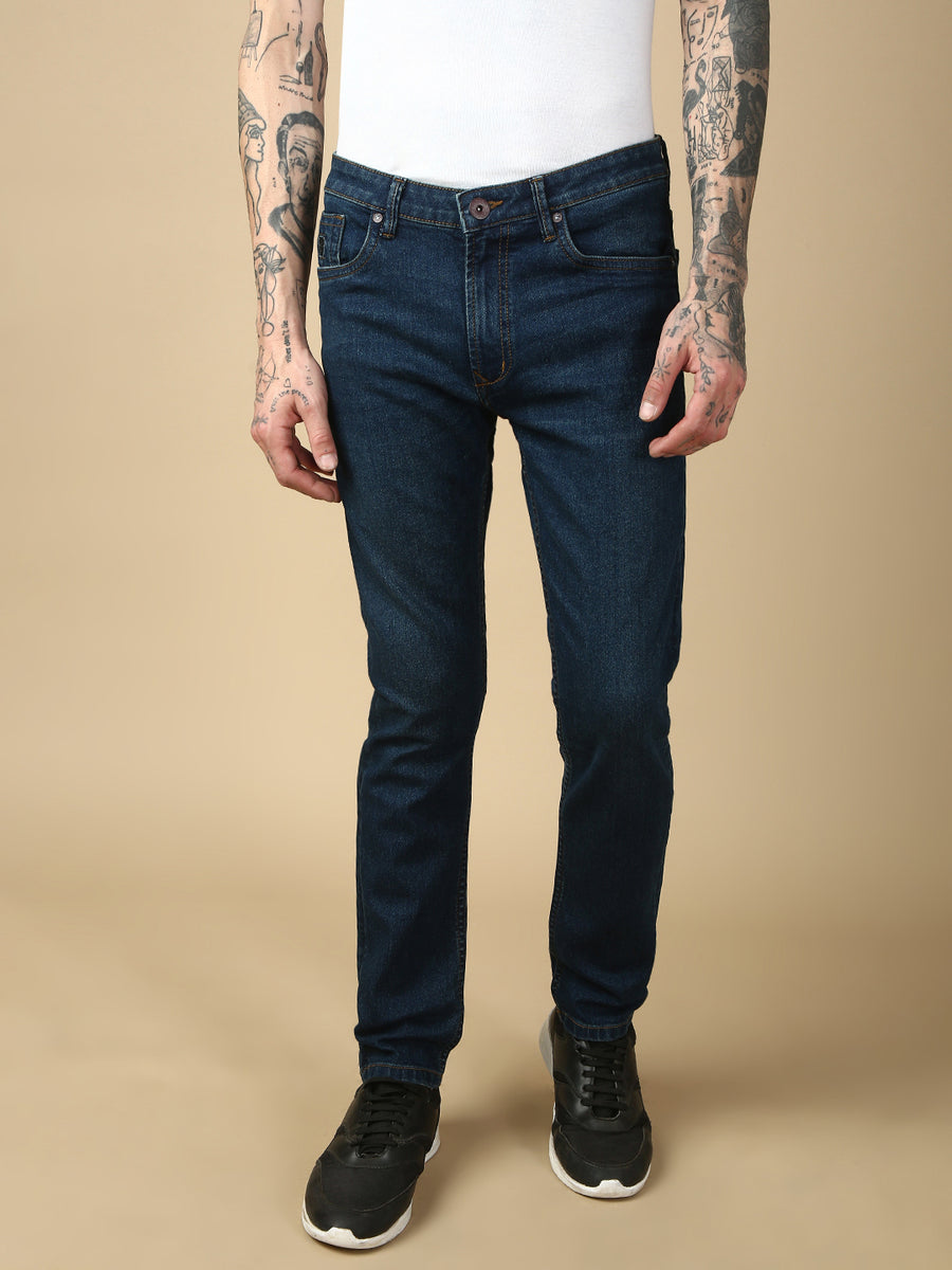 Vintage Dark Blue Slim Fit Stretchable Jeans