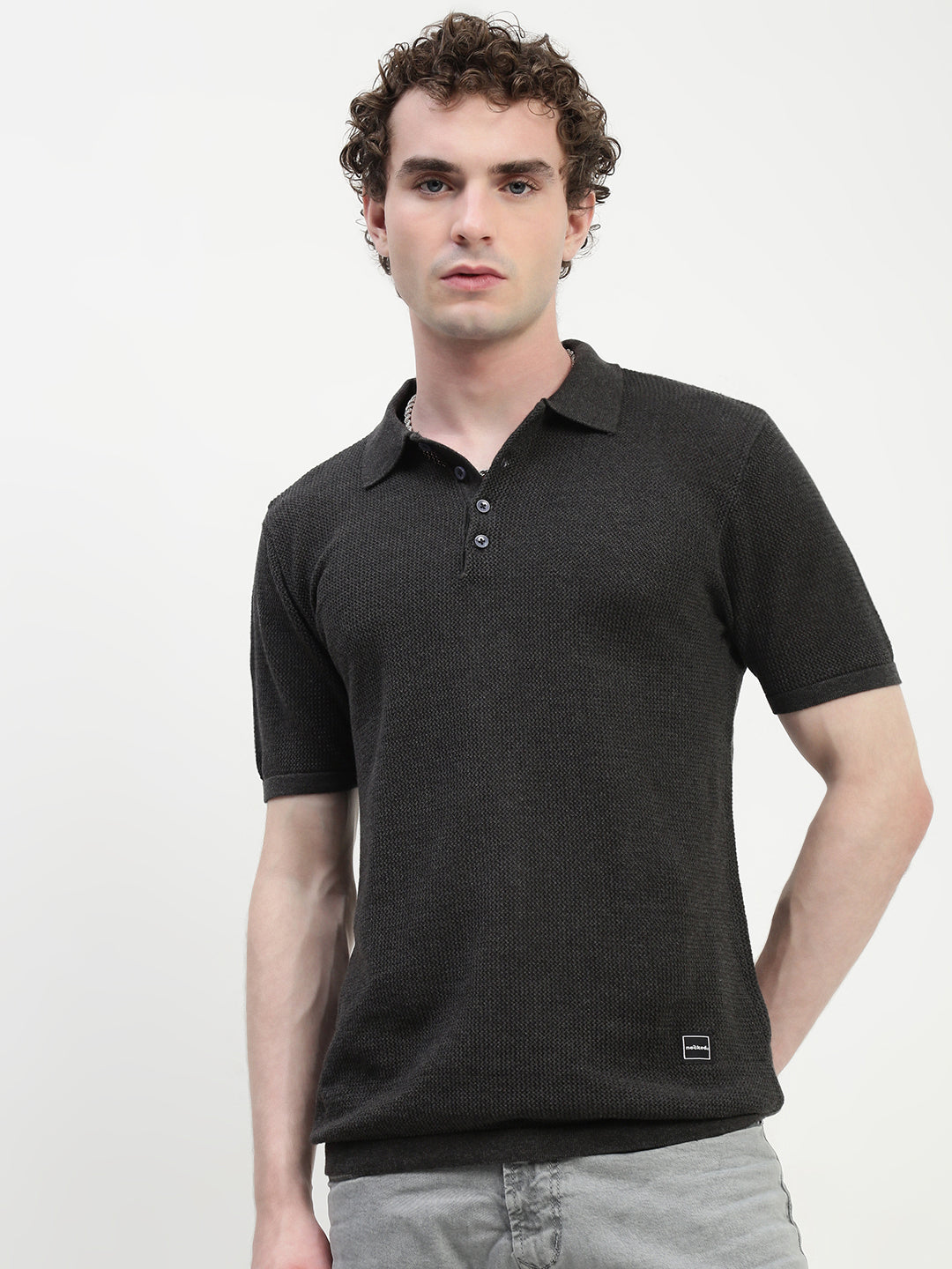 Polo See Through Dark Gray Cotton T-Shirt