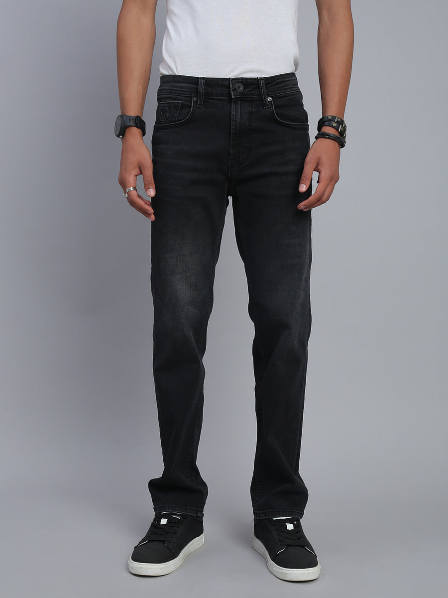 Black Vintage Regular Straight Fit Stretchable Jeans