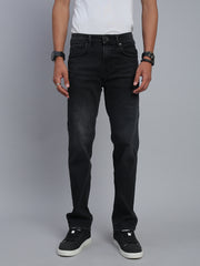 Black Vintage Regular Straight Fit Stretchable Jeans