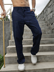 Raw Blue Straight Fit Cotton Cross Pocket Jeans