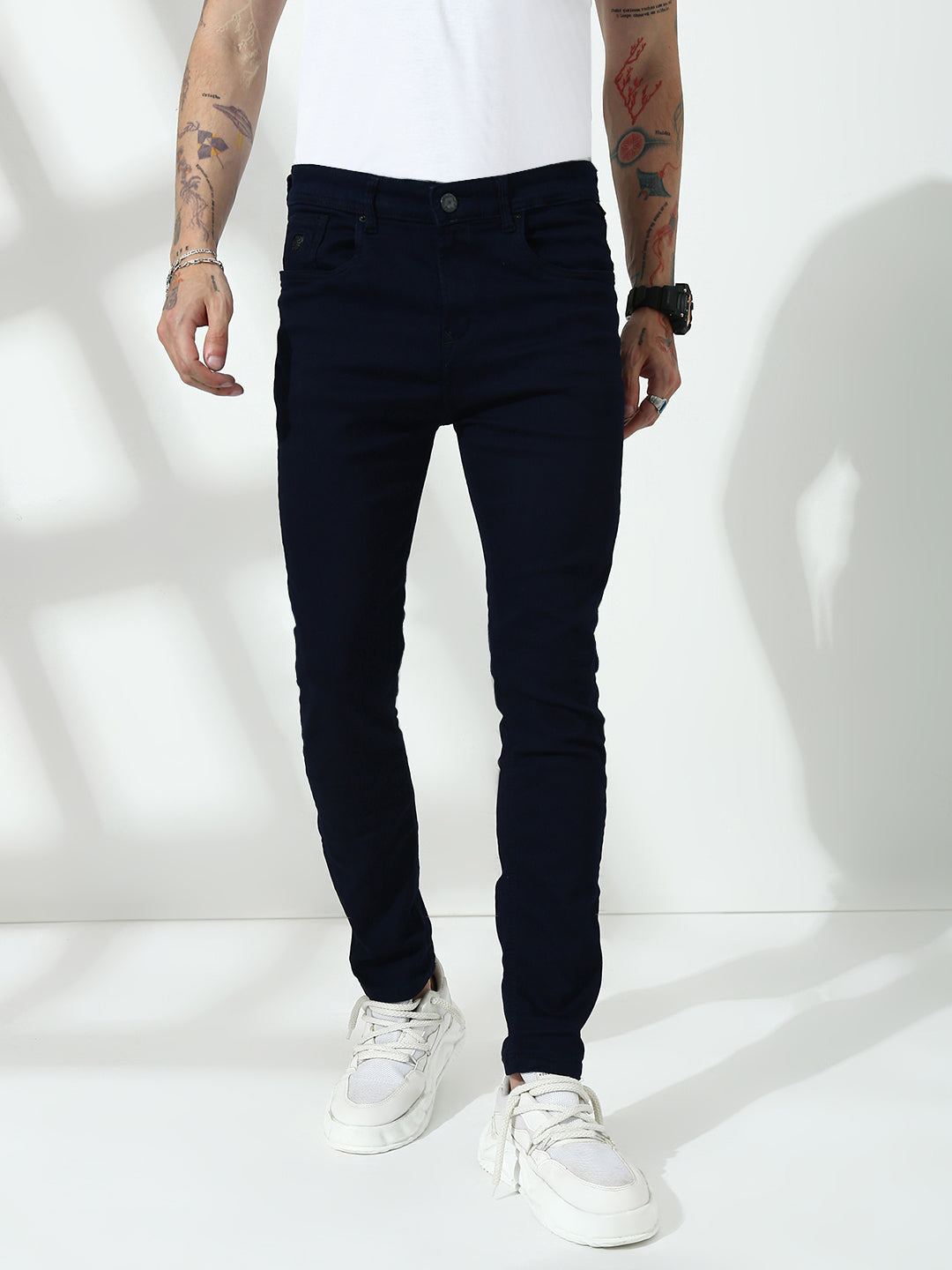 Navy Blue Raw Wash Skinny Fit Jeans
