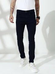 Navy Blue Raw Wash Skinny Fit Jeans
