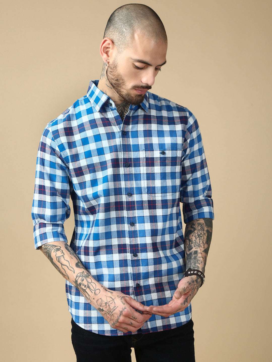 Checks Full Sleeve Relax Shirt With Pocket