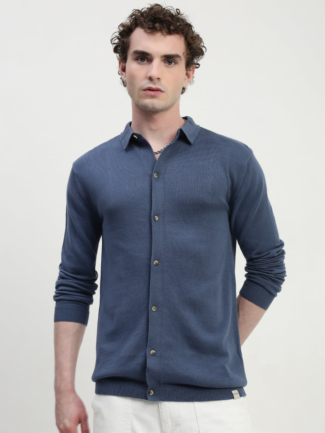 Airforce Knit Cardigan Full Sleeve Relax Slim Fit Shirt Without Pocket