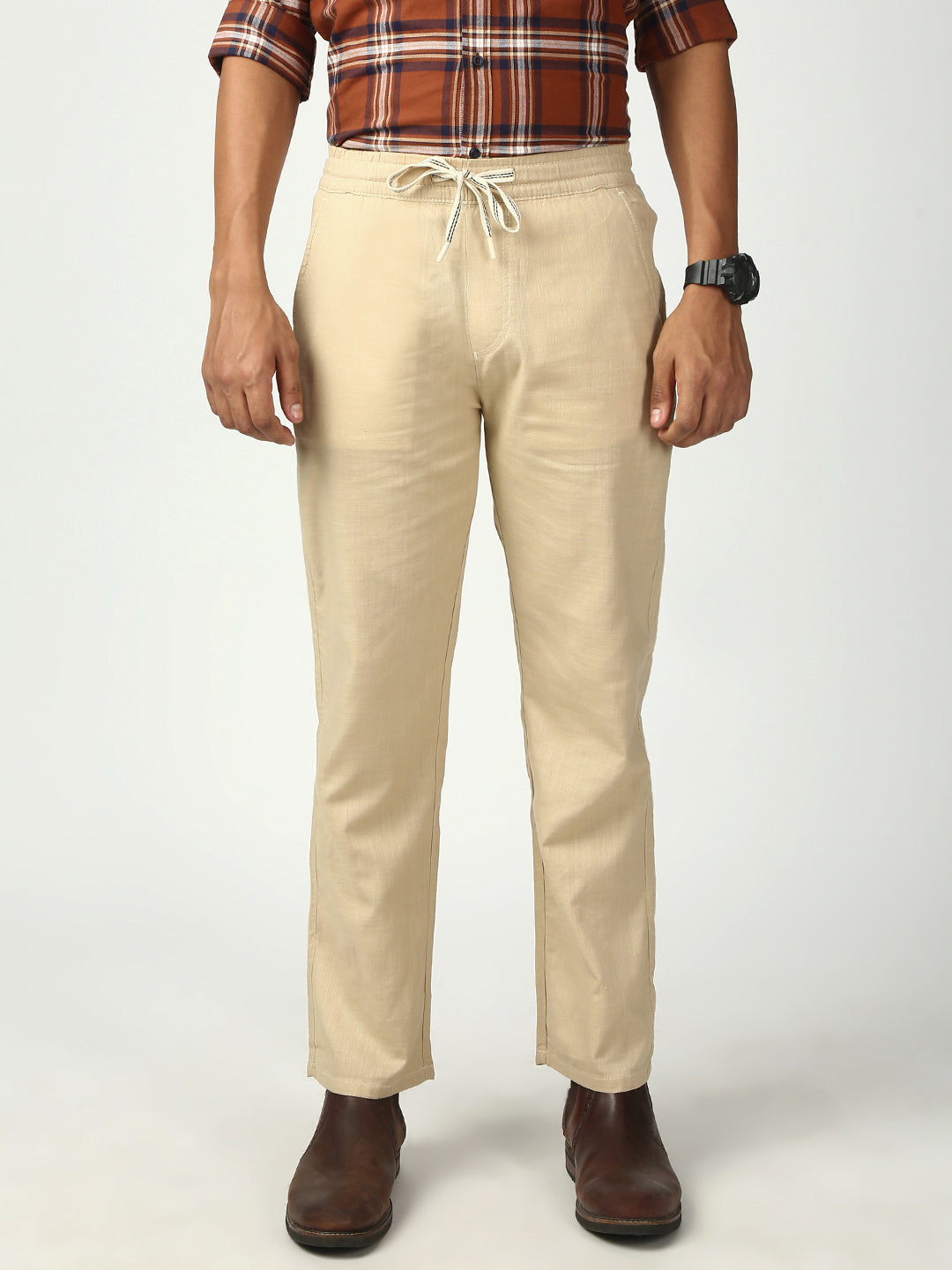 Khakhi Relax Fit Cross Pocket Cotton Pant