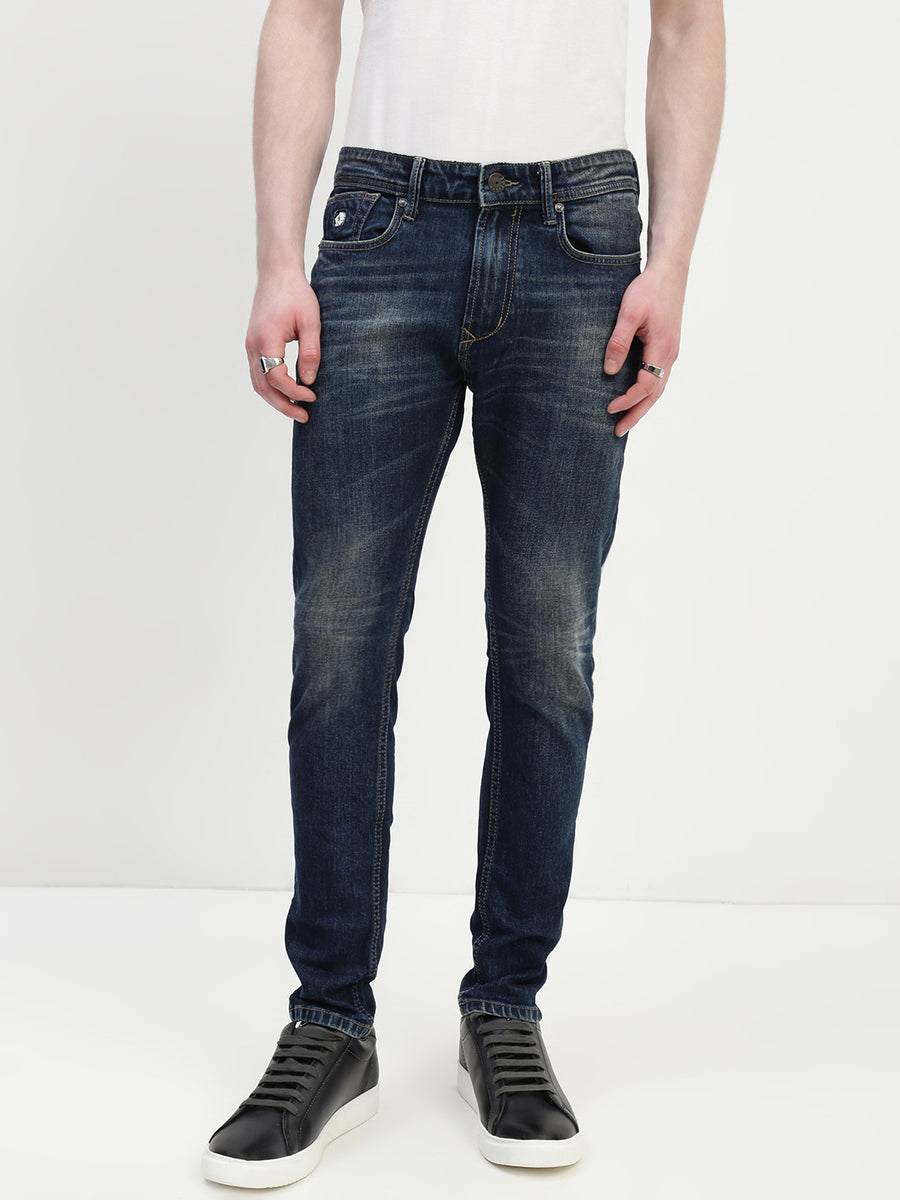 Vintage Blue Trapped Fit Stretchable Jeans