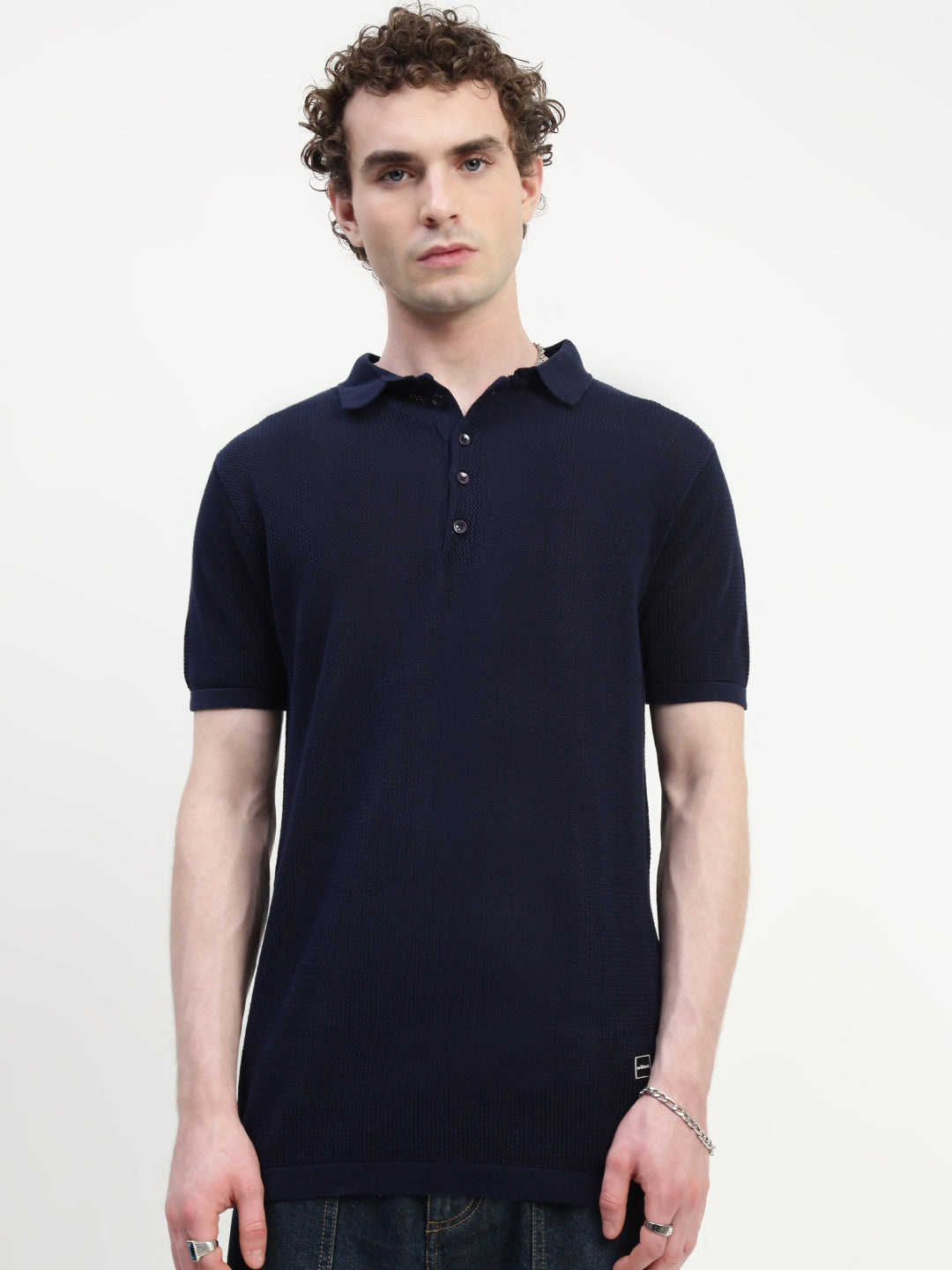 Polo See Through Navy Blue Cotton T-Shirt