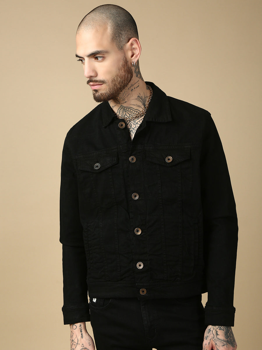 Black Over Dyeing Slim Fit Jacket