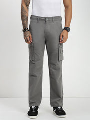 Grey 7 Pocket Regular Fit Cargo Paint