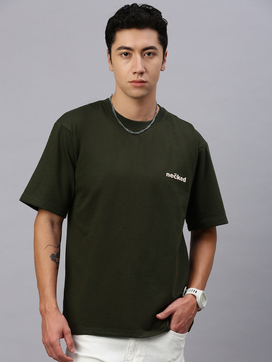 Printed Round Neck Oversize Half Sleeve T-Shirt